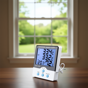 Termómetro Higrómetro Digital con Sonda Externa, Reloj con Temperatura y Humedad Interior y Exterior HTC 2A - Product Image 3