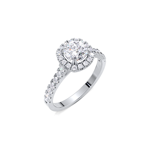 Anillo de compromiso de diamante cultivado en laboratorio de 1.52 quilates con corte cojín y doble halo, plata de ley 925 maciza con baño de rodio y pavé de lujo - Product Image 2