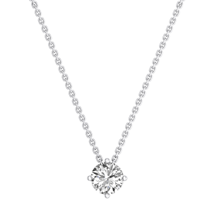 Collier avec pendentif en diamant brillant cultivé en laboratoire certifié IGI 0,75 ct, argent et or, pour femme, design classique de haute qualité, pour mariage et soirée - Product Image 1