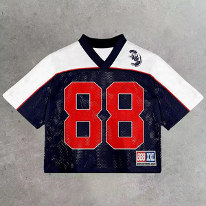 Custom 2025 Limited Football Jersey Stitched Patch Design Digital Print Mesh Top Breathable American Style Blue Black Sportswear - Product Image 5