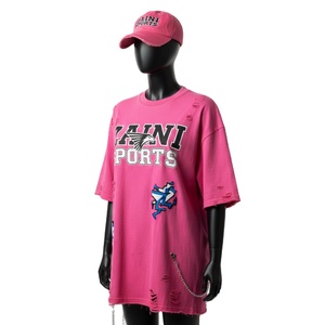 Camiseta Oversize para Mujer, Algodón Premium Jersey 220GSM, Rosa Suave, Estilo Urbano, Acabado Desgastado, Impresión de Logotipo Personalizado - Product Image 5