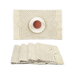 Exporter Quality Kitchen Dining Heat Resistant Round Placemats Boho Macrame <b>Woven</b> Tassel Print Table Mats Pad Non-Slip Placemat - Product Image 4