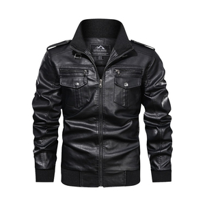 Veste de moto d'hiver à col montant nouvelle mode veste en cuir PU veste pour hommes - Product Image 6