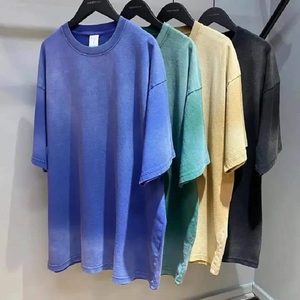 Camiseta de manga corta con copo de nieve lavado multicolor de peso pesado de estilo veraniego, camisetas de talla grande de Color sólido para hombre - Product Image 3