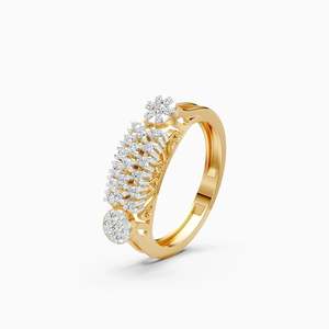 Atractivo anillo de compromiso con diamantes cultivados en laboratorio en forma de racimo redondo de 0.37 quilates en oro amarillo, blanco y rosa de 9 quilates. - Product Image 1