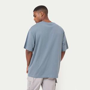 Camiseta extragrande clásica para hombre azul de China: Jersey de algodón 100%, peso medio, manga corta, cuello acanalado - Product Image 2