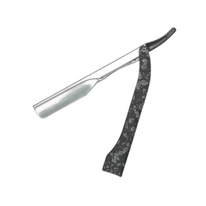 Rasoir à bord droit de barbier avec finition miroir Rasoirs de salon de beauté en acier inoxydable pour le visage et le corps Poignée fantaisie - Product Image 2