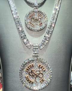 Haute Qualité Nom Personnalisé Pendentif VVS Moissanite Diamant Deux Tons Argent Or Hip Hop Glacé Charmes Haut Lustre Brillant Brillant! - Product Image 2