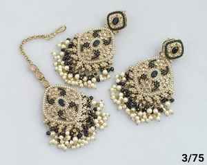 หินชุบทองแบบโบราณประดับด้วยลูกปัดแฟชั่นหรูหราชุดปาร์ตี้ต่างหูระย้าต่างหูผู้หญิงเครื่องประดับดีไซน์รูปไข่ - Product Image 5