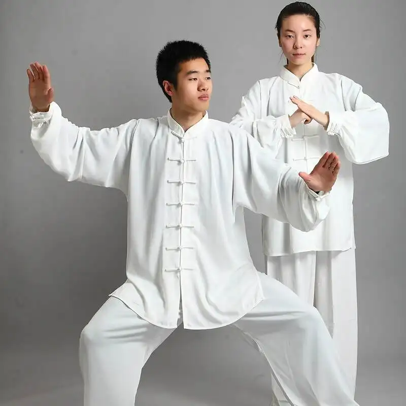 Mannen Traditionele Kung Fu Uniform Kleding Lange Mouw Taichi Set Oefening Training Tai Chi