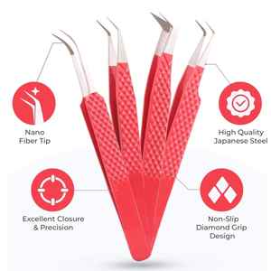 Pinzas para Pestañas, Herramientas para Extensión de Pestañas, Puntas de Fibra Antiestáticas, Tacto Suave y Cómodo, Pinzas de Acero Inoxidable de Precisión de 10 mm - Product Image 3