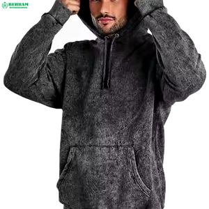 Sweat à capuche en molleton délavé à l'acide personnalisé de haute qualité pour homme, 430 GSM, épais, épaules tombantes, 100 % coton, hiver - Product Image 6