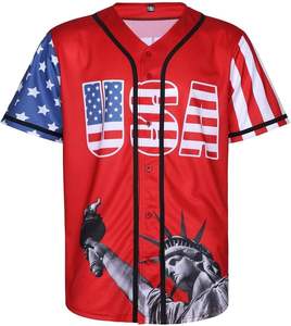 Uniforme de softbol Camiseta de béisbol personalizada con botones Camisa de equipo sublimada Tackle Letras de sarga Nombre Número Bordado EE. UU. - Product Image 2