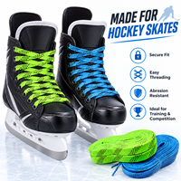 Lacets de patins à glace personnalisés, tissés à plat, motif Dash, vert néon et bleu, ajustement sécurisé, lacets faciles à enfiler, OEM Mingjia