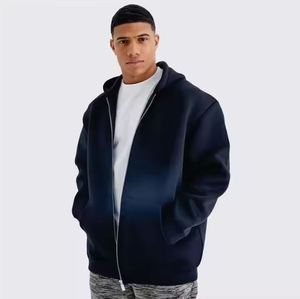 Sweat à capuche unisexe personnalisé, doublé en polaire épais, fermeture éclair intégrale, 100% coton, imperméable, respirant, pour l'hiver - Product Image 4