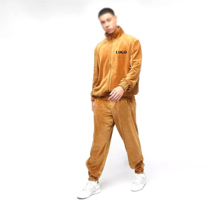 Survêtement de jogging en velours personnalisé unisexe pour hommes Costumes de survêtement en velours de luxe blanc respirant de grande taille chauds 2 pièces - Product Image 1