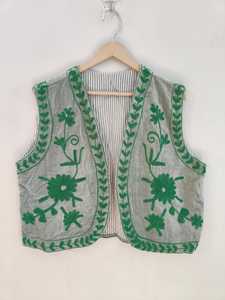 Handmade Embroidered Suzani <b>Velvet</b> Bomber <b>Jacket</b> with Boho Floral Design Reversible Breathable Eco-Friendly - Product Image 6