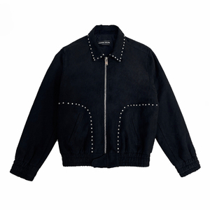 Haute rue mode personnalisé daim Bomber vestes hommes femmes qualité haute Rivets fermeture à glissière lavé automne hiver utilisation - Product Image 1