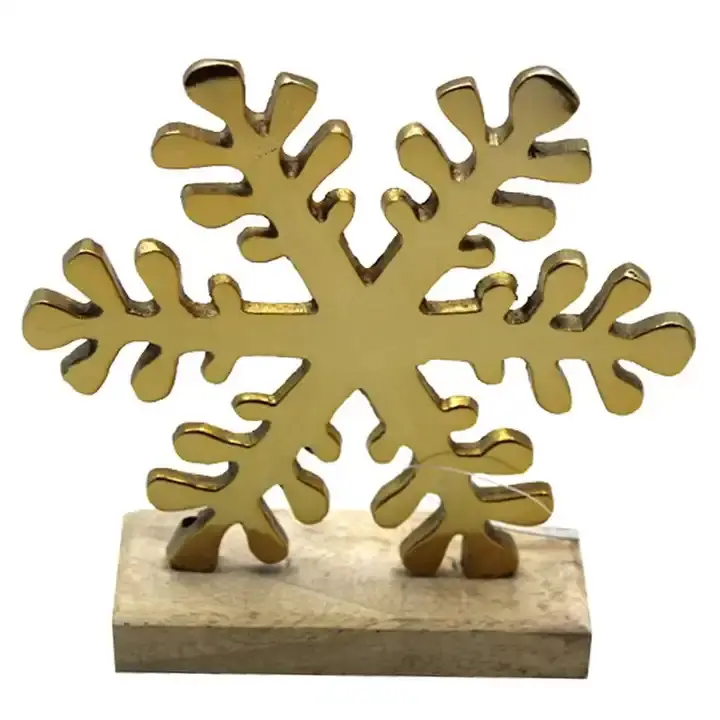 Weihnachtsdekoration Aluminium-Schnee mit Holzbasis dekorative goldene Farbe Tischplatte für Heimdekoration