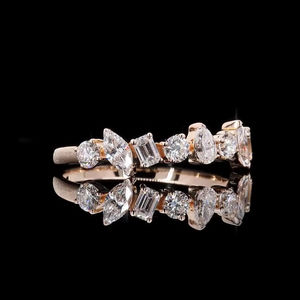 0.81 CT Lab แหวนหมั้นเพชรที่ปลูกในห้องปฏิบัติการ14K แหวนเพชรจรรยาบรรณผสมสีโรสโกลด์เครื่องประดับชั้นดีที่ยั่งยืนสำหรับผู้หญิง - Product Image 4