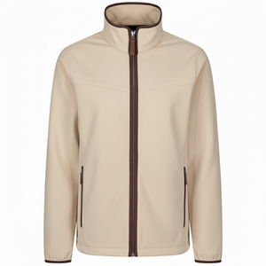 Veste Softshell pour homme sur mesure de haute qualité, prix de gros, bordure contrastée, col montant, veste de sport décontractée, vestes Softshell - Product Image 2