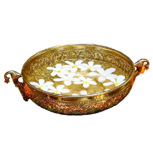 Bol décoratif en aluminium de qualité exclusive en couleur or Vaisselle de restaurant servant des pépites de chocolat et de trempette - Product Image 1