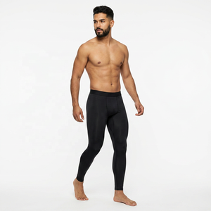<b>Men's</b> Full Length <b>Compression</b> Leggings Solid Black Spandex Nylon Elastic Waist Workout Yoga <b>Tights</b> - Product Image 5
