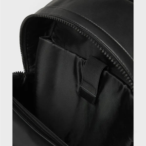 Minimalist <b>Black</b> Softback Laptop <b>Backpack</b> With Yellow And White Stripes Zipper Closure Unisex Water Resistant 20-39L Capacity - Product Image 5