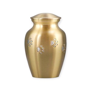 Elegant Golden Paw Design Metal Keepsake Urn <b>Pet</b> Tribute Keepsake Urn with Soft <b>Brushed</b> Finish - Product Image 1