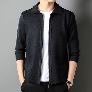 JAC22 R2265 Men's Autumn and Winter Breathable Zipper Front Warm <b>Knit</b> <b>Loose</b> Fit Nylon/Cotton Solid <b>Sweater</b> - Product Image 6
