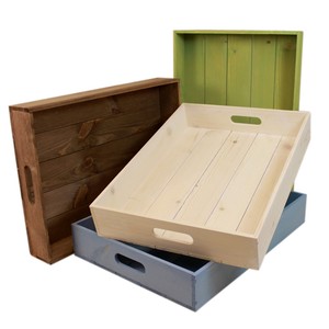 Bandejas para servir alimentos de madera de acacia con mango Plato de bistec de frutas para el desayuno en la cama Color madera rústica - Product Image 3