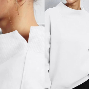 High Quality Women's Custom Size Breathable Casual Pullover Sweatshirt Mock <b>Neck</b> Solid Front Long-for Autumn Winter Wholesale - Product Image 6