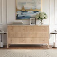 Commode Moderne Contemporaine en Bois Massif 6 Tiroirs Chêne Meubles de Chambre à Coucher Style Ferme pour la Maison Prix de Gros