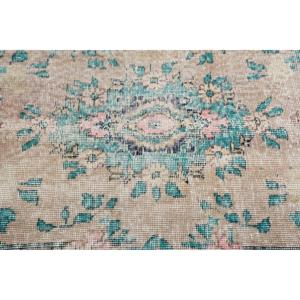 Tapis vintage surdimensionné, tapis turc 7,3x10,4 pieds, tapis persan en laine bleue - Product Image 5