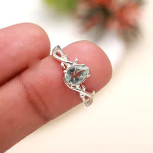 ลูกแพร์หินอเมทิสต์สีเขียวตัดแบบโรแมนติกแหวน925เงินสเตอร์ลิงสำหรับเด็กผู้หญิงของขวัญครบรอบของผู้หญิง - Product Image 3