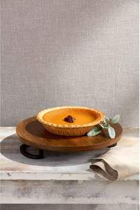 Plateau de service rond en bois, plateau à charcuterie, planche à fromage avec poignées métalliques, plateau décoratif, taille personnalisée, couleur bois naturel - Product Image 2