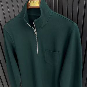 Men's Half Zip Long Sleeve Casual Top Plus Size Fashion Streetwear Hoodie with Chest Pocket Pullover Sweatshirt - Product Image 1