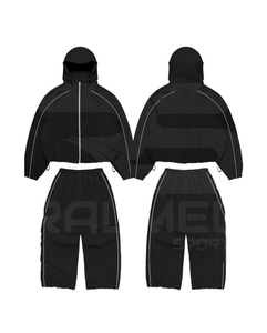 Survêtement pour homme en nylon 100%, pantalon et veste à capuche, logo personnalisé, imperméable, décontracté, coupe-vent - Product Image 4