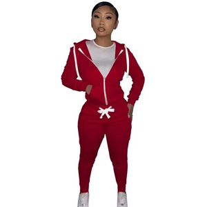 Sudadera con capucha + Pantalones para mujer, chándales elásticos con bolsillos y cremallera - Product Image 6