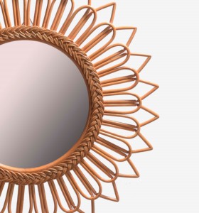Venta al por mayor de alta calidad de diseño tradicional del hogar espejos de pared interior con madera clara mimbre Marco de ratán embalado en caja - Product Image 2