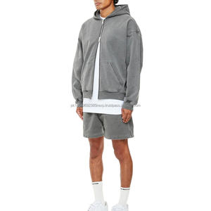 Sweat-shirts et hoodies unisexes surdimensionnés à épaules tombantes en coton mélangé 400 g/m² de haute qualité, avec logo personnalisé, lavés à l'acide, vente en gros - Product Image 2