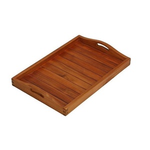 Bandeja de servicio sostenible de madera con forma rectangular para mesa de cena decorar bandeja de madera hecha a mano con esmalte para hotel - Product Image 5