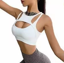 Strappy Cut Out High Impact Women Activewear Sujetador elegante transpirable junto con múltiples correas Estampado colorido Gimnasio al por mayor - Product Image 4