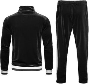 Ventes en gros de survêtements pour hommes sur mesure, 2 pièces, fermeture éclair intégrale, velours, tenues de sport décontractées, veste et pantalon, ensemble de survêtement de fitness - Product Image 3