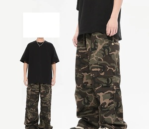 Pantalones Cargo Pantalones holgados Mujer Otoño Streetwear Pantalones de mujer Vintage Casual Pantalones de chándal sueltos Ajuste suelto Dibujar Cuerdas Cargo - Product Image 1