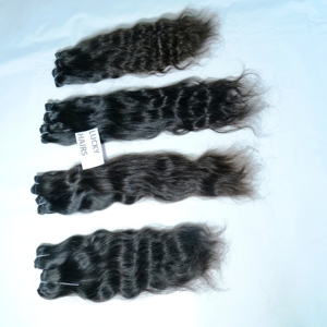 Machine Double Trame Vierge Naturelle Bundle 100% Non Transformé Noir Couleur Indien Ondulé Fabrique Loose Wave Extensions de Cheveux Humains - Product Image 5