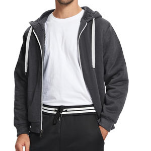 Buena tela nueva llegada personalizada térmica Sherpa Fluffy Fleece Sudadera con capucha sudaderas peso pesado grueso piel pulóver hombres sudaderas con capucha - Product Image 2