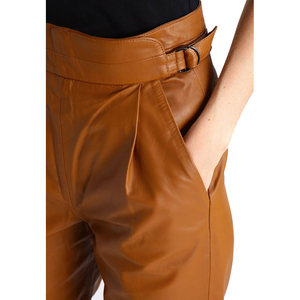 กางเกงหนังลำลองแฟชั่นสตรีทแวร์สำหรับผู้หญิงกางเกงหนังนิ่มตัดสะอาด - Product Image 4