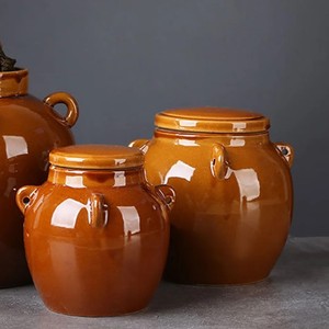 Juego de Recipientes de Cerámica Hechos a Mano con Tapa Hermética, Organizador de Cocina Rústico Estilo Granja, Recipientes de Despensa Glaseados Duraderos - Product Image 5