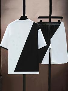 Ensemble deux pièces décontracté pour homme, taille plus, short et sweat à capuche en tissu gaufré, vente en gros - Product Image 4